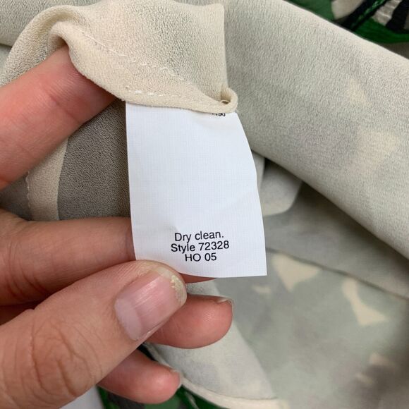 J Crew Silk Tank Top Womens 12 Green Camo Surplice V Neck Thin Straps Lined Cami - Picture 11 of 16